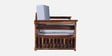 Diamond Sheesham Wood Pull Out 3 Seater Sofa Cum Bed In Provincial Teak Finish With Storage in Grey Fabric