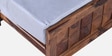 Diamond Sheesham Wood Pull Out 3 Seater Sofa Cum Bed In Provincial Teak Finish With Storage in Grey Fabric