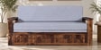Diamond Sheesham Wood Pull Out 3 Seater Sofa Cum Bed In Provincial Teak Finish With Storage in Grey Fabric