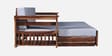 Diamond Sheesham Wood Pull Out 3 Seater Sofa Cum Bed In Provincial Teak Finish With Storage in Grey Fabric