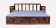Diamond Sheesham Wood Pull Out 3 Seater Sofa Cum Bed In Provincial Teak Finish With Storage in Grey Fabric