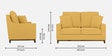 Diego Fabric 2 Seater Sofa In Camel Yellow Colour