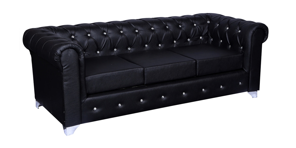 Buy Diamond Sofa set (3+2 Seater) in Black Colour by Parin Online