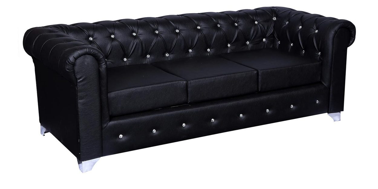 Buy Diamond 3 Seater Sofa in Black colour by Parin Online