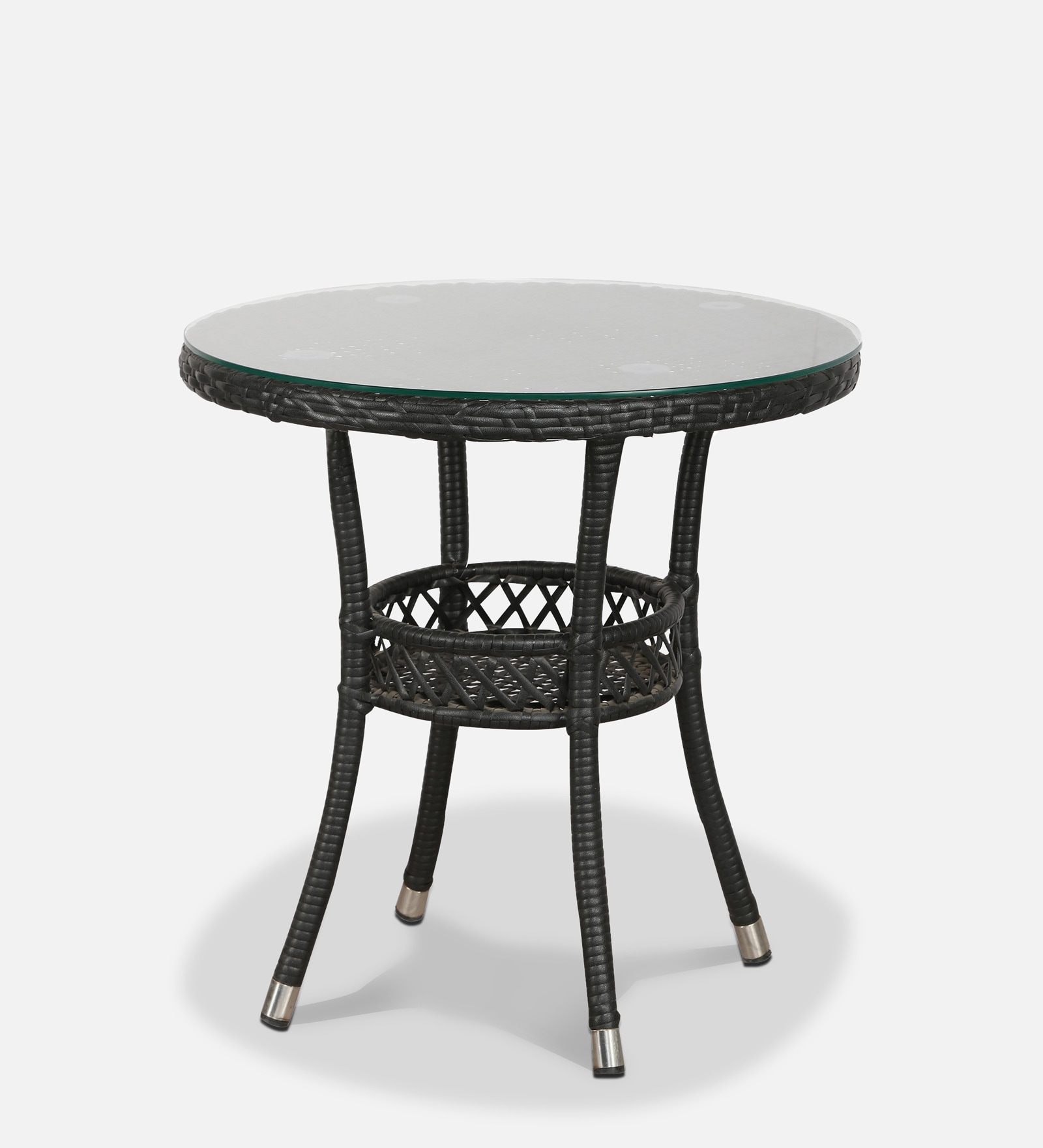 Dia Wicker Outdoor Coffee Table in Black Finish