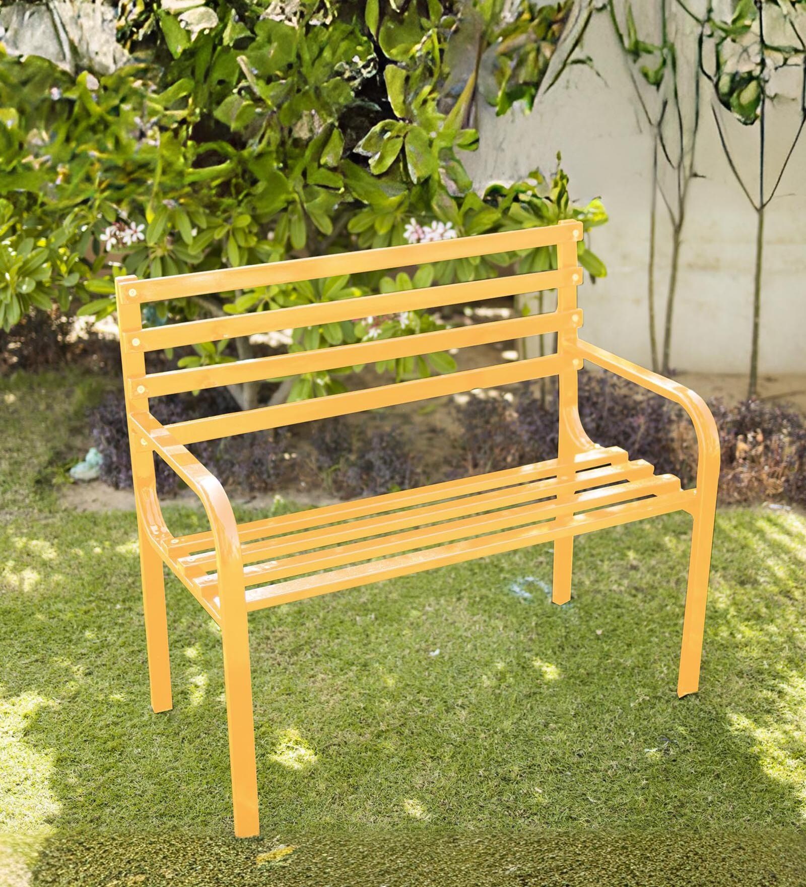 Diamante Metal 2 Seater Park Bench in Yellow Colour