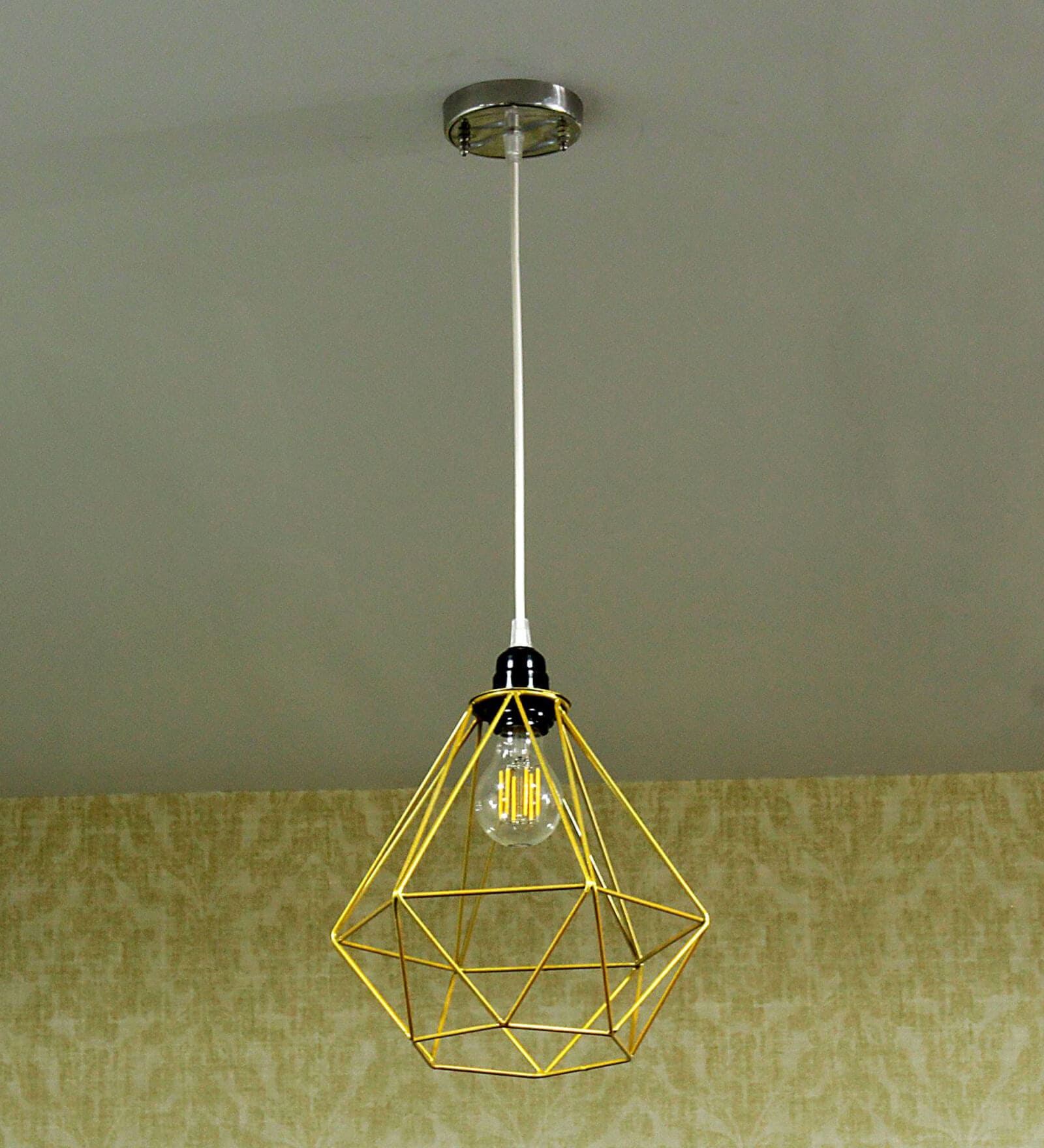 Diamond Geometric Golden Metal Pendant Hanging Light