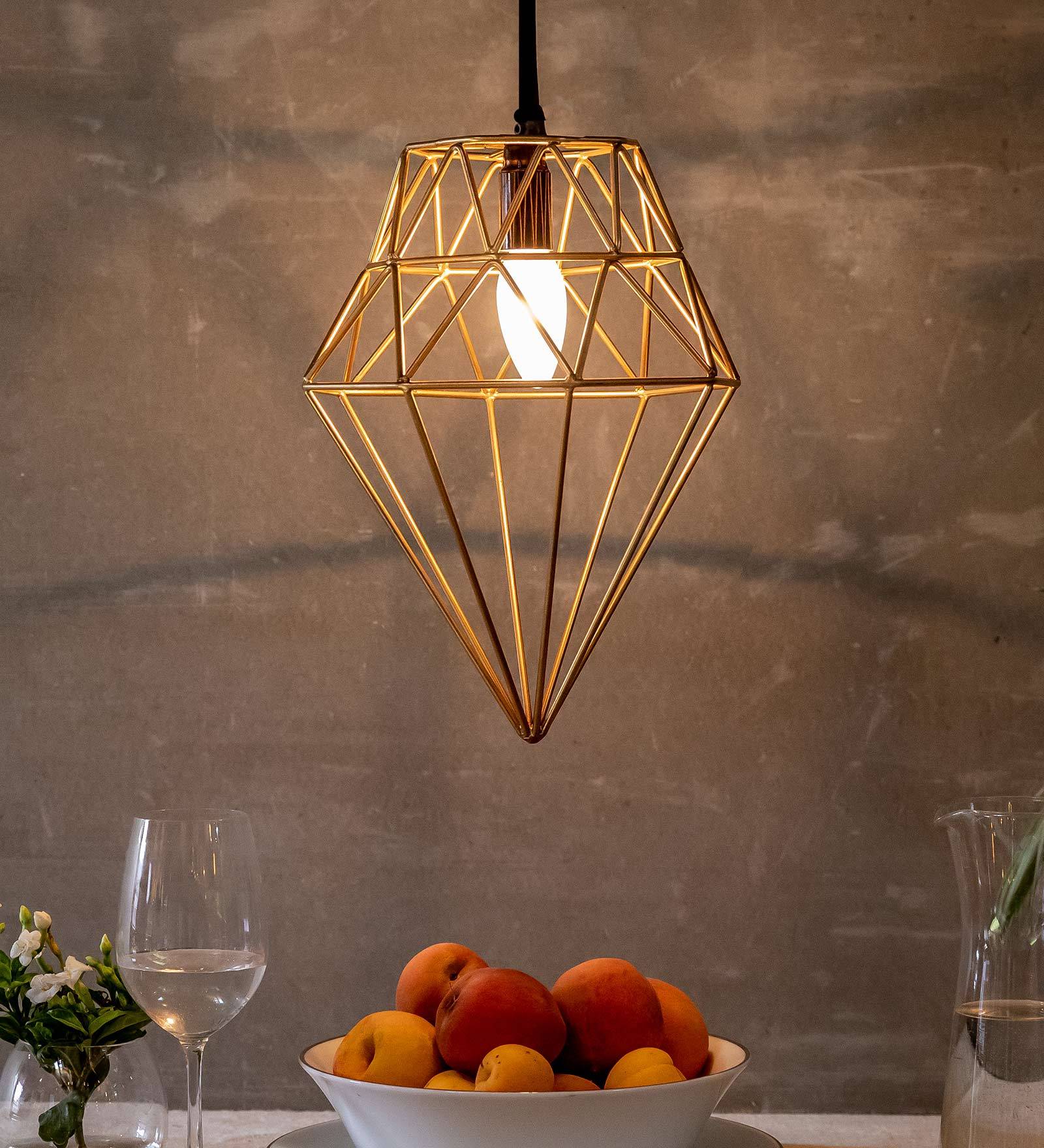 Diamond Gold Iron Single Hanging Light