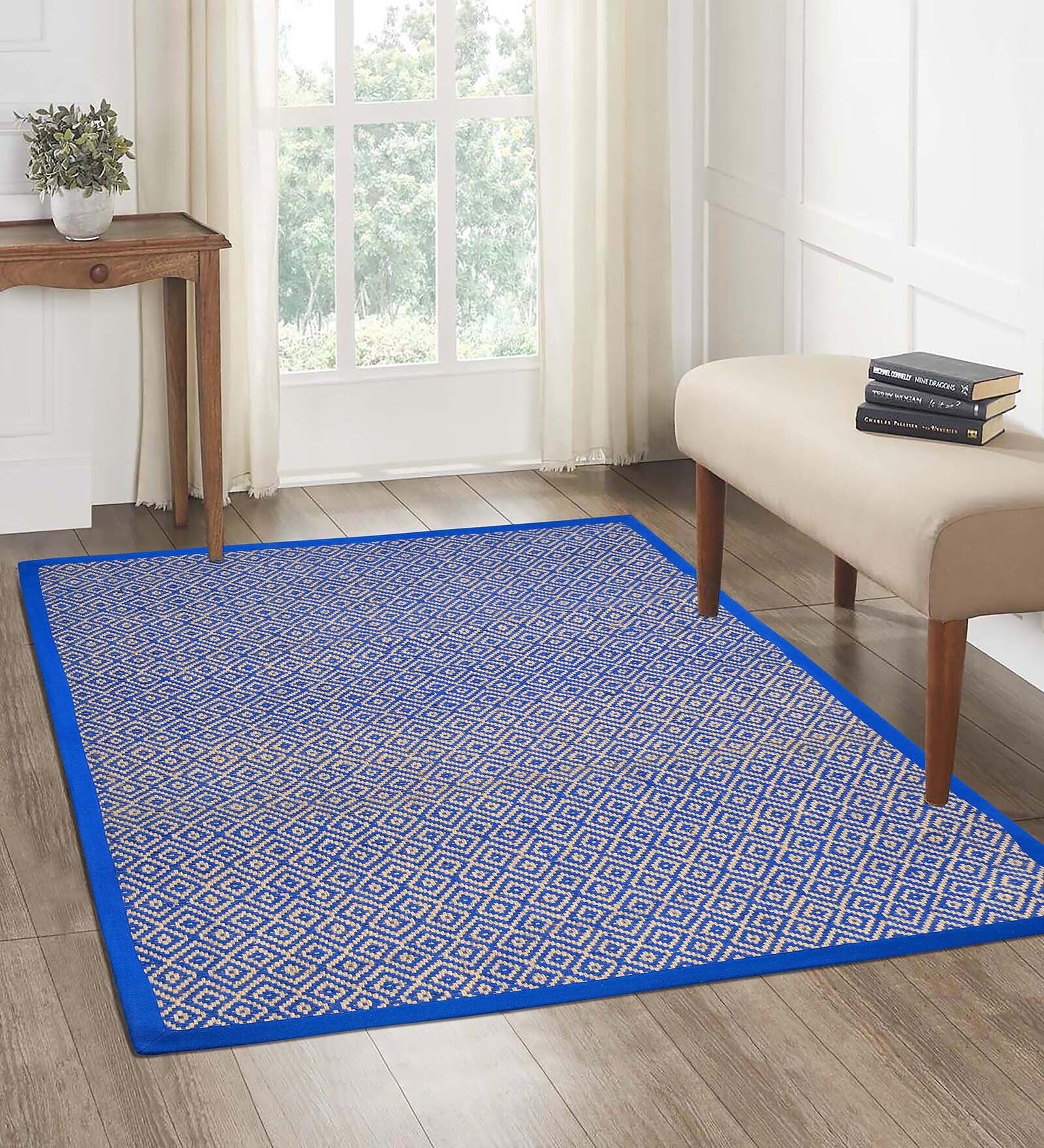 Blue Diamond Jute & Cotton Woven 5X7 Ft Carpet