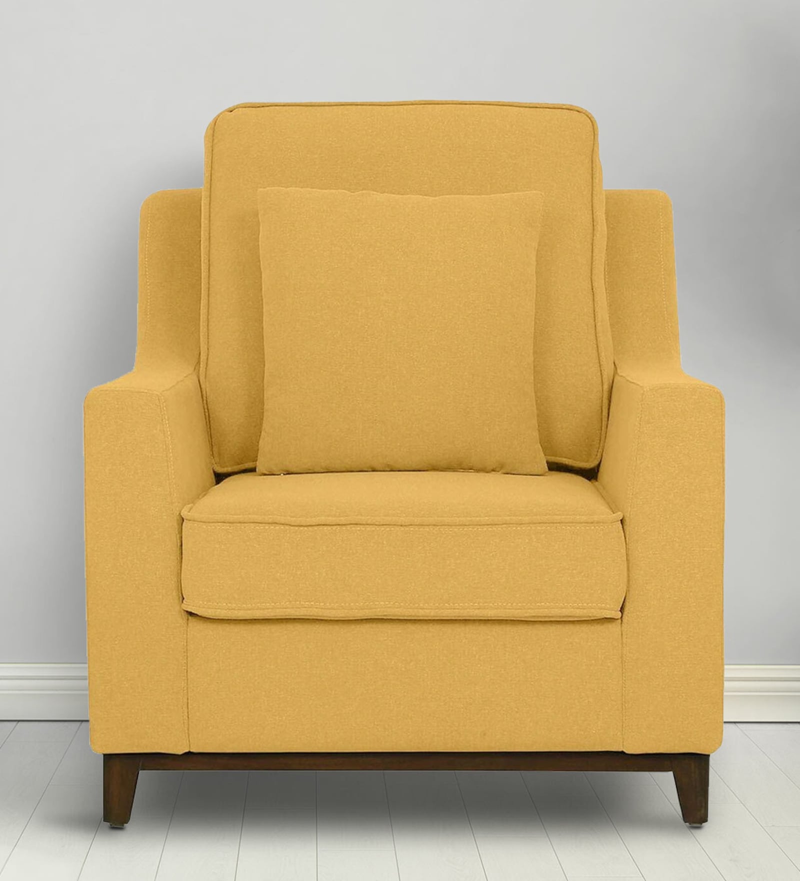 Diego Fabric 1 Seater Sofa In Camel Yellow Colour