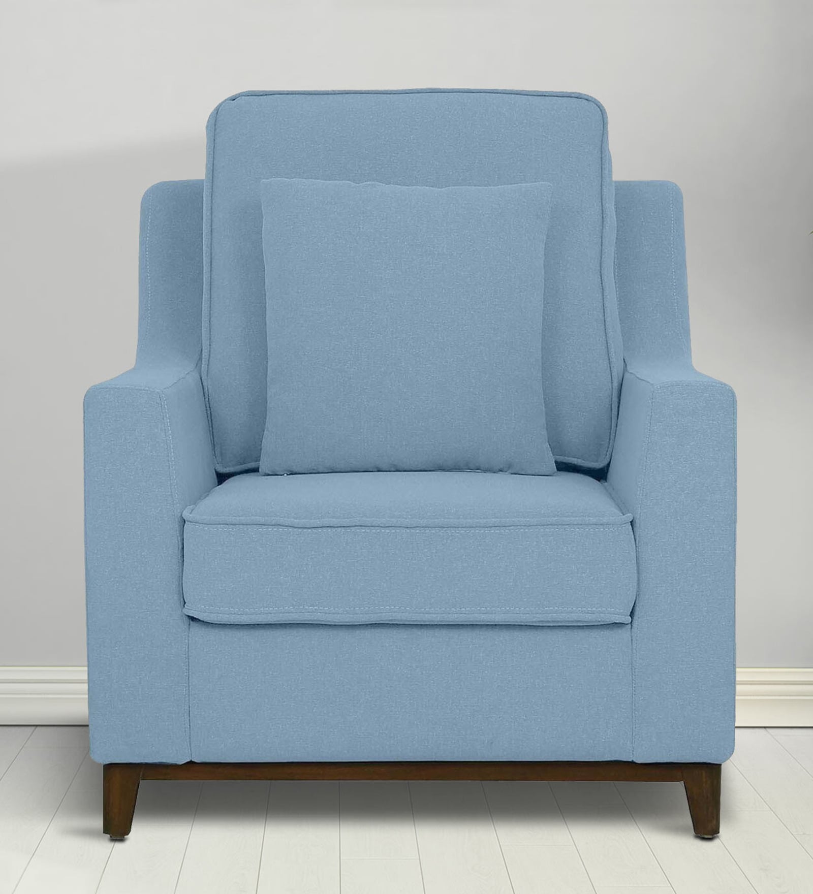 Diego Fabric 1 Seater Sofa In Ice Blue Colour