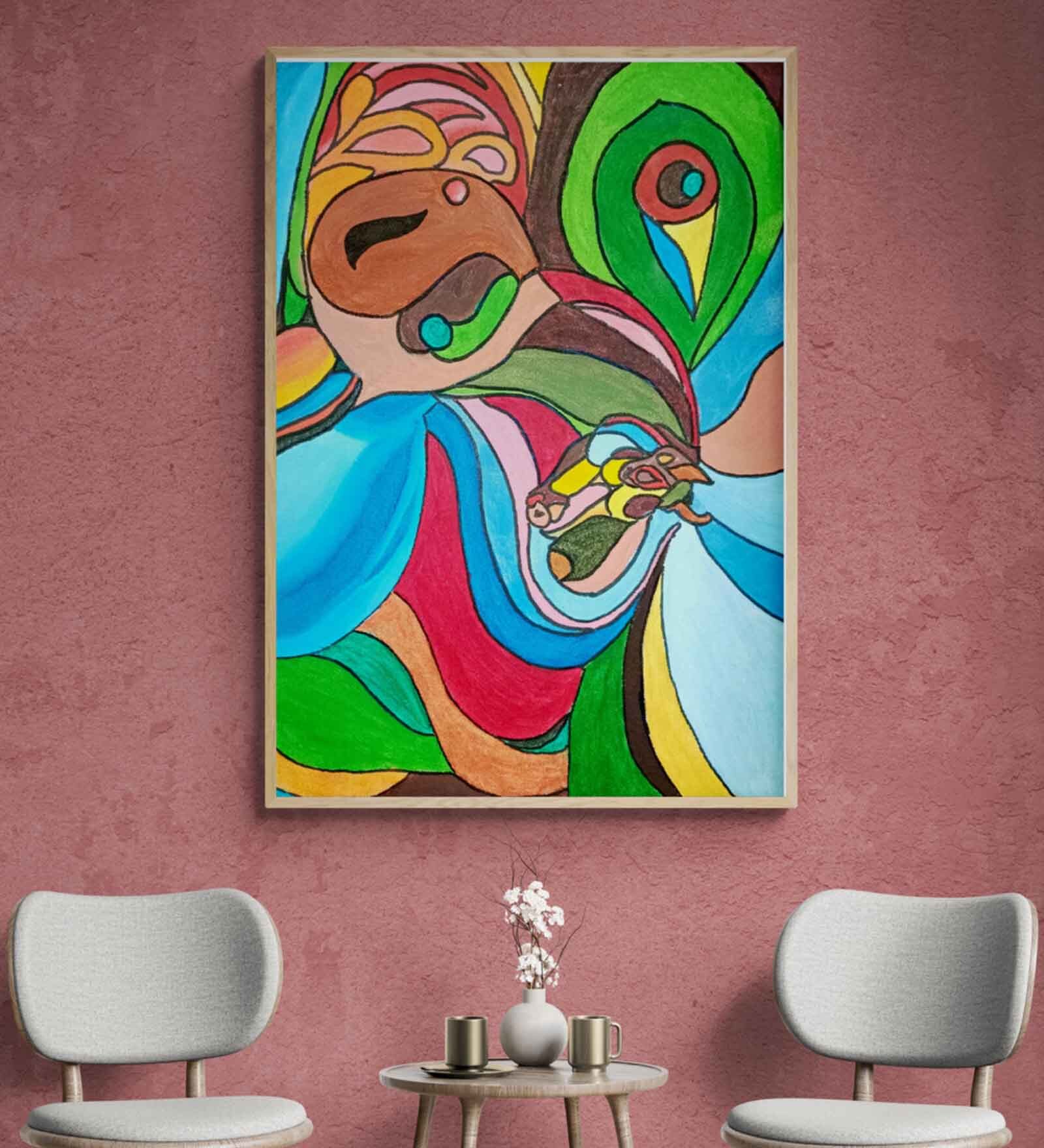 Digital Horse 1B Handmade Acrylic Paint On Canvas Unframed