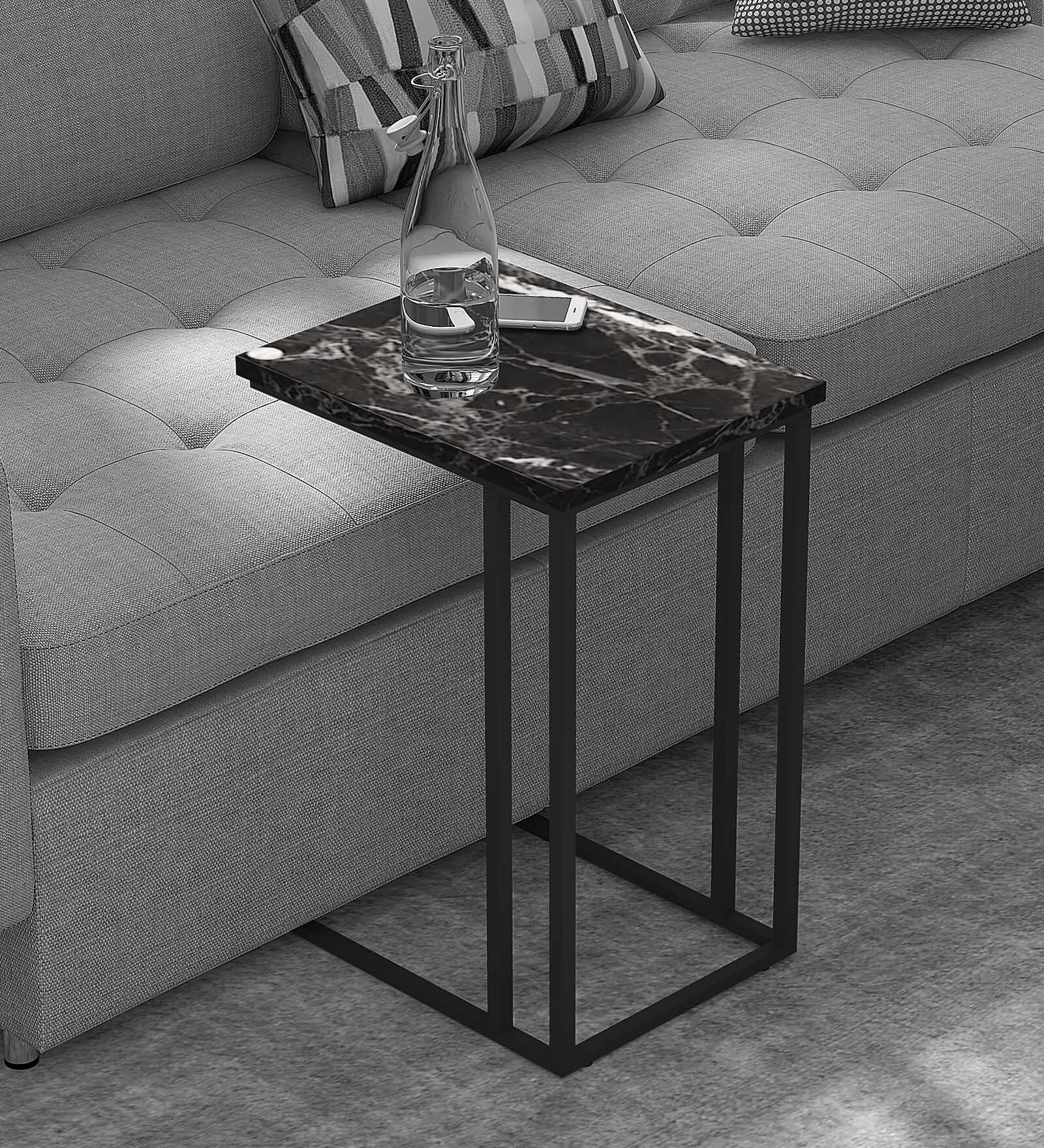 Digital Metal C-Shape End Table in Black Colour
