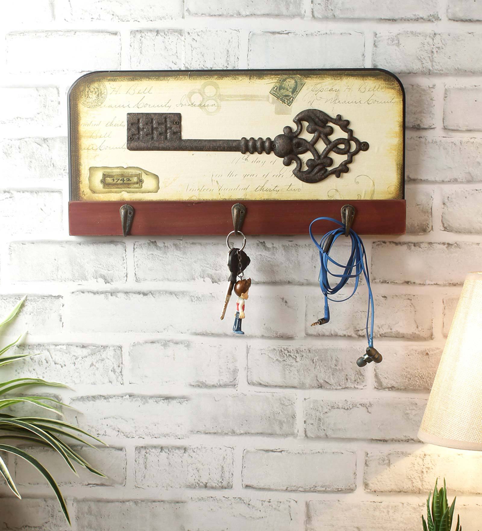 Digital Print Wall Hook With Three Hooks Key Holder