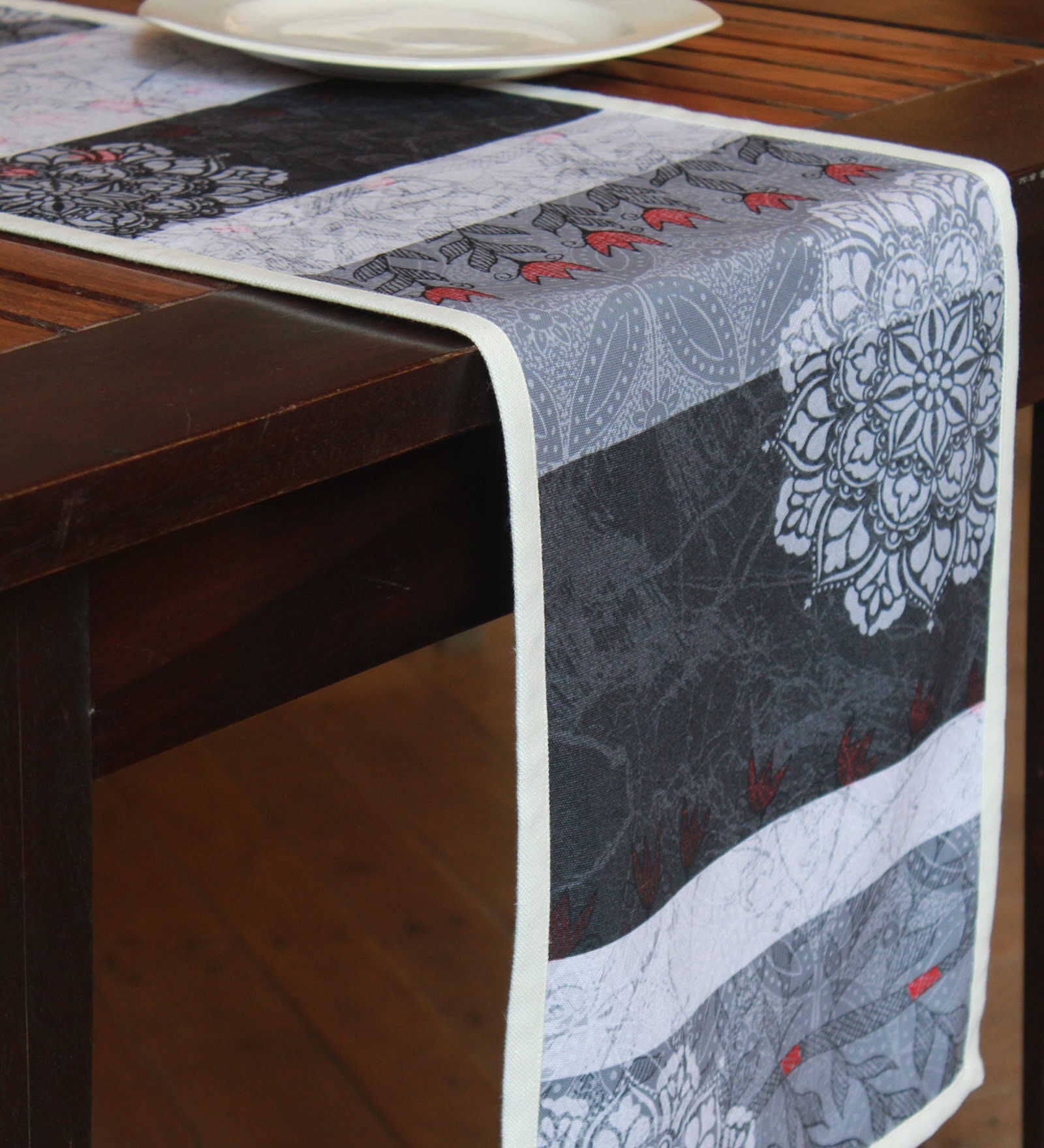 Zeba (84x12) Grey Cotton Table Runner