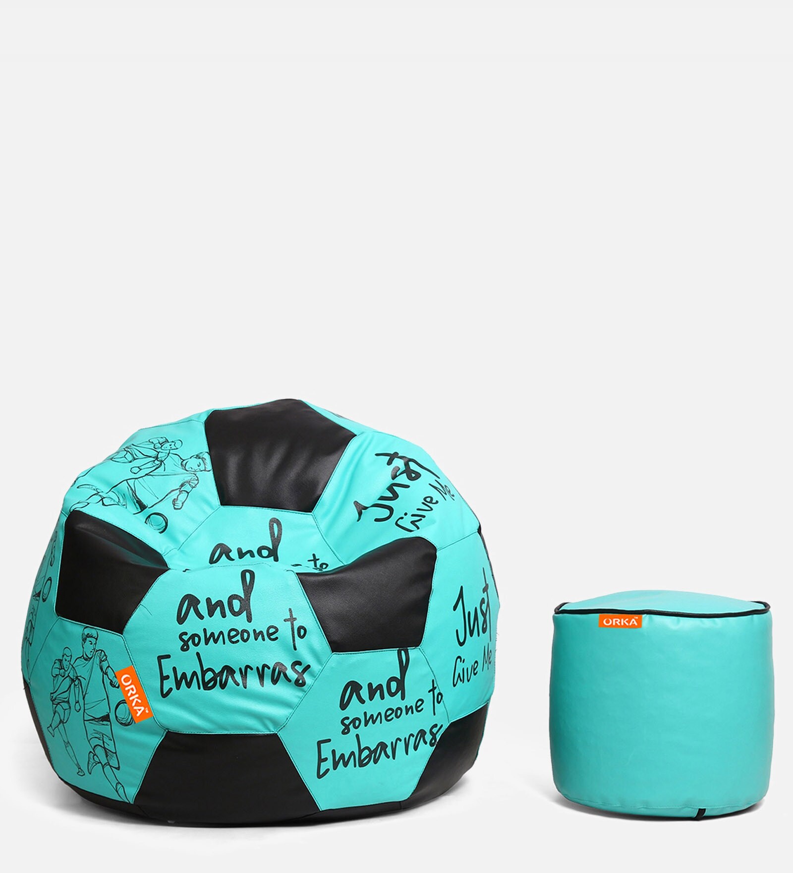 Buy Digital Printed XXXL Bean Bag Cover & Round Pouffe Cover in Blue