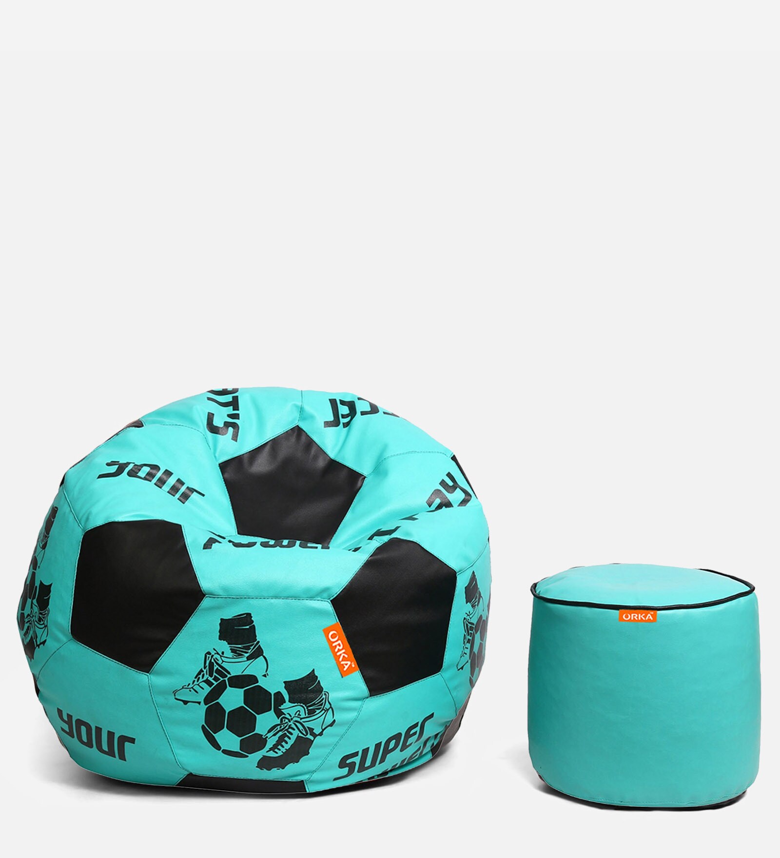 Buy Digital Printed XXXL Bean Bag Cover & Round Pouffe Cover in Blue