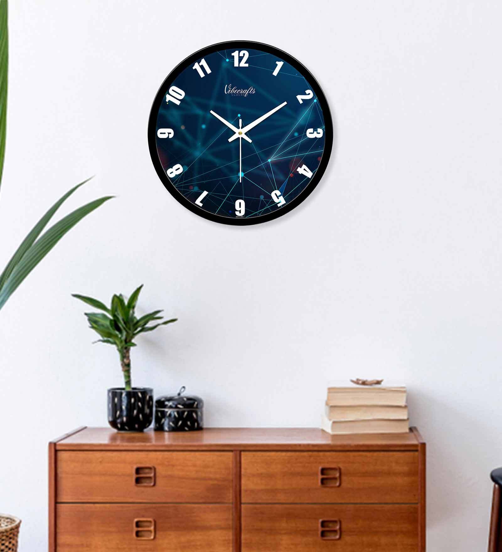Blue Plastic Digital Web Modern Wall Clock
