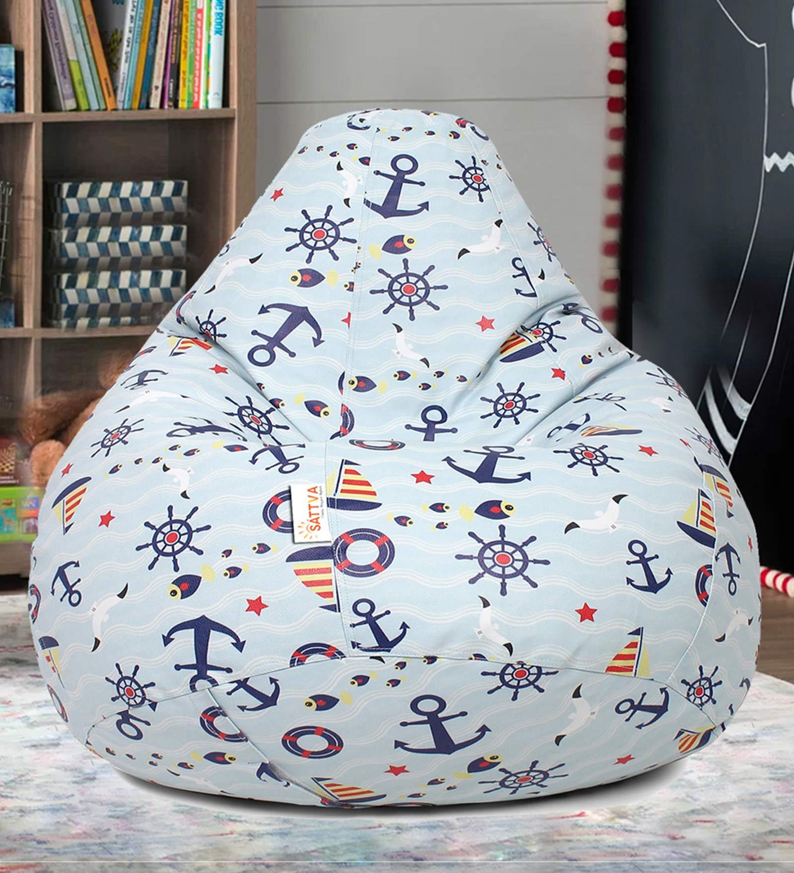 Digital Wheel Printed Kids XL Bean Bag Filled with bean