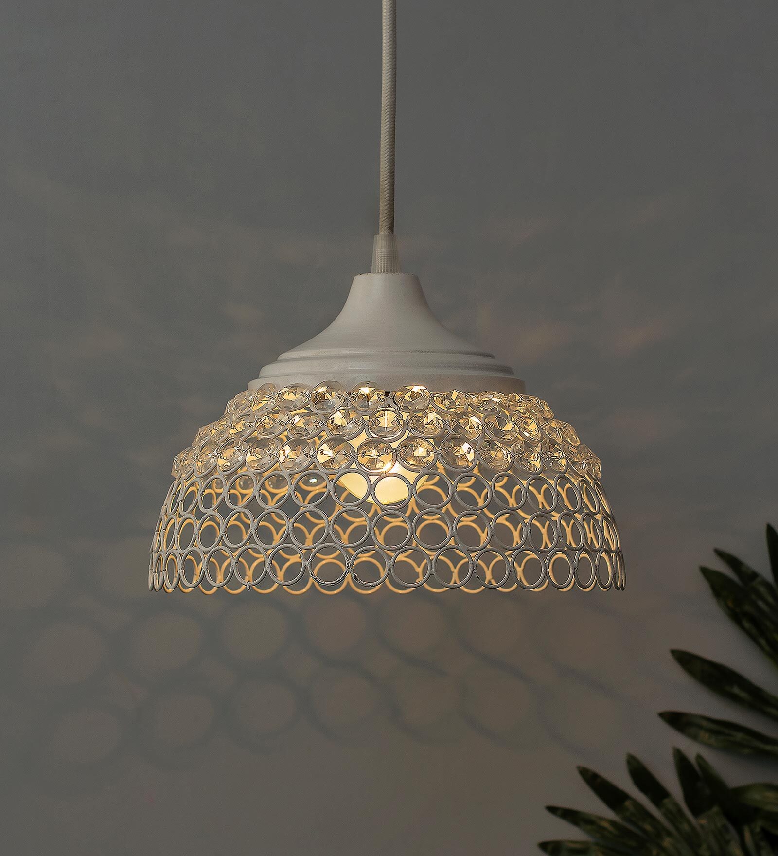 Dijon White Metal Hanging Light