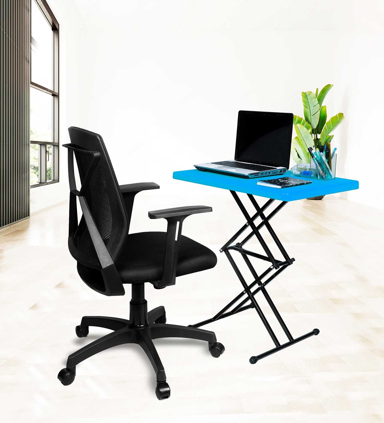 Buy Dillon Portable Table in Blue Finish with Adjustable Height at 20% ...