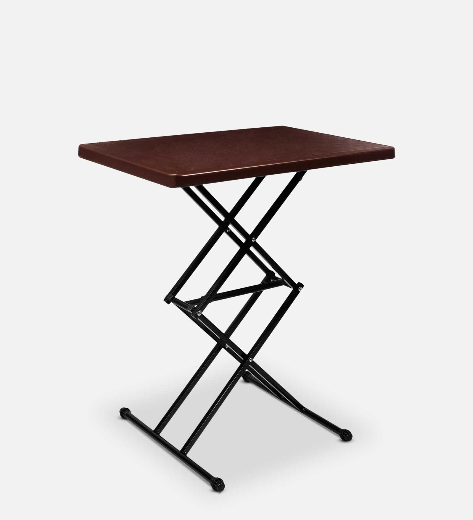 Buy Dillon Portable Table in Brown Finish with Adjustable Height Online