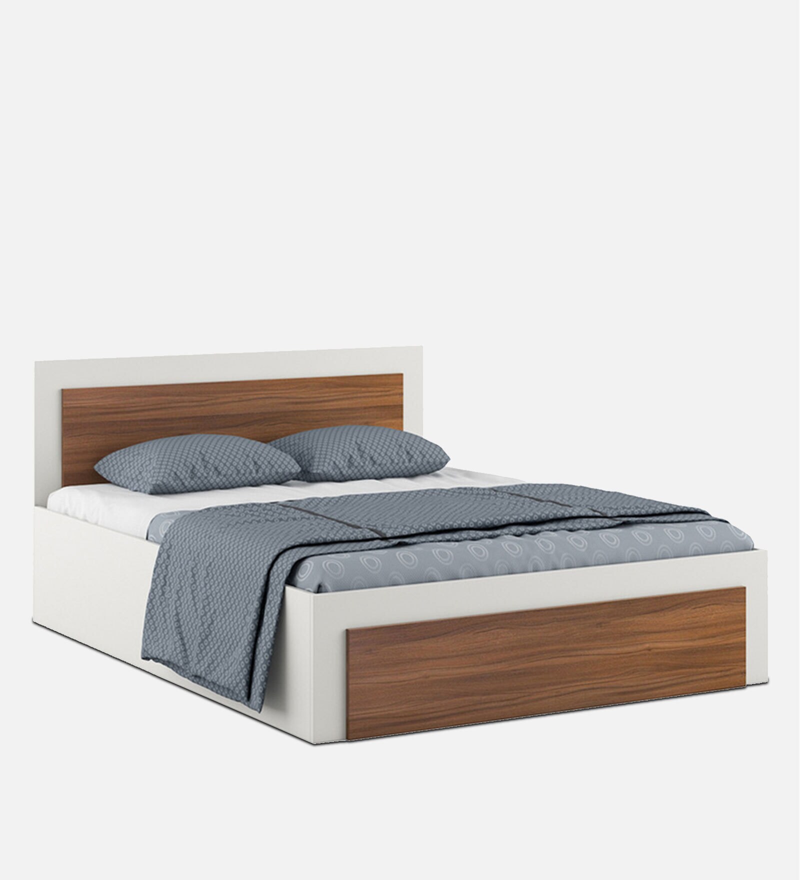 Buy Dimora King Size Bed with Storage in Frosty White Colour by A