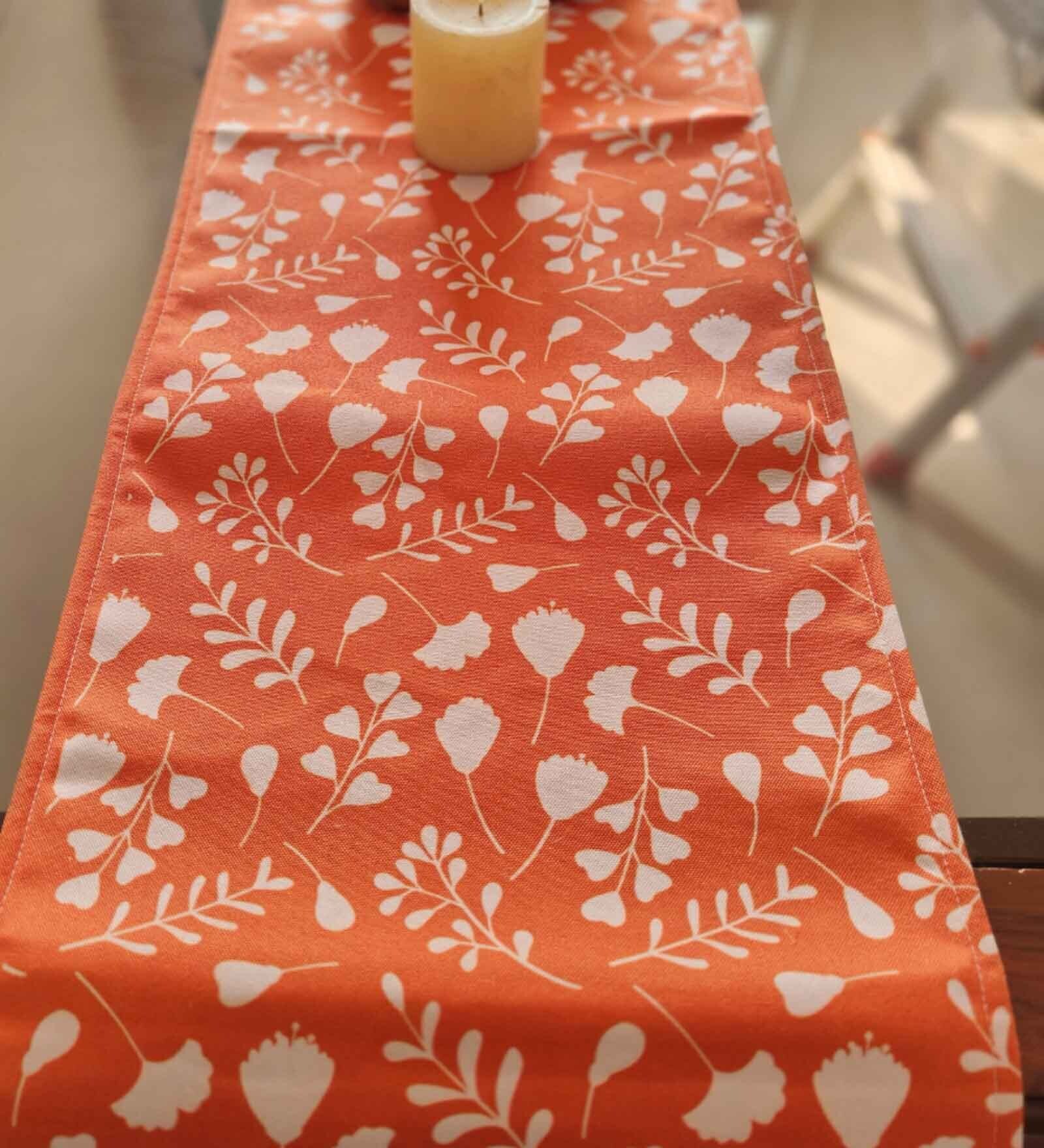 Dine in Style with Our Rust Orange & Off White Flower Bud Table Runner   12 72 Inches of Casual Chicness