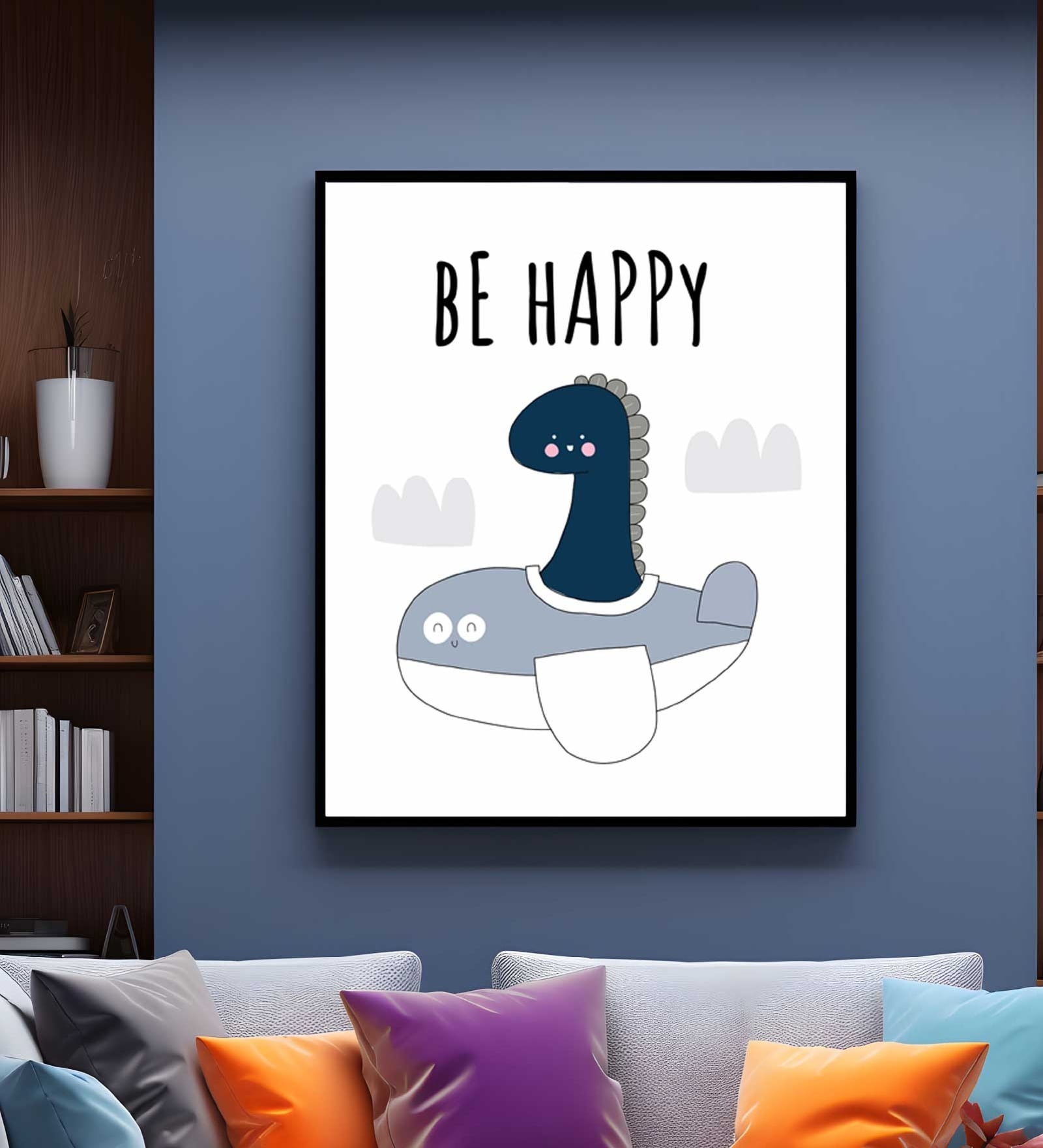 Dino Buddy Printed Canvas Wall Art