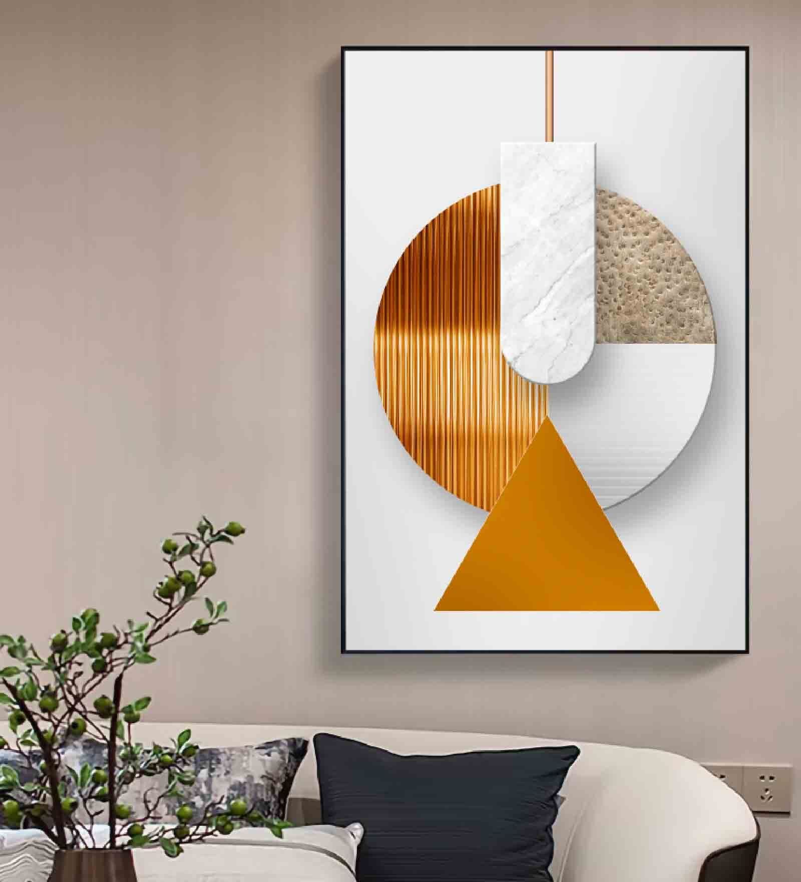 Disck Lamp Multicolour Engineered Wood Framed Canvas Wall Painting