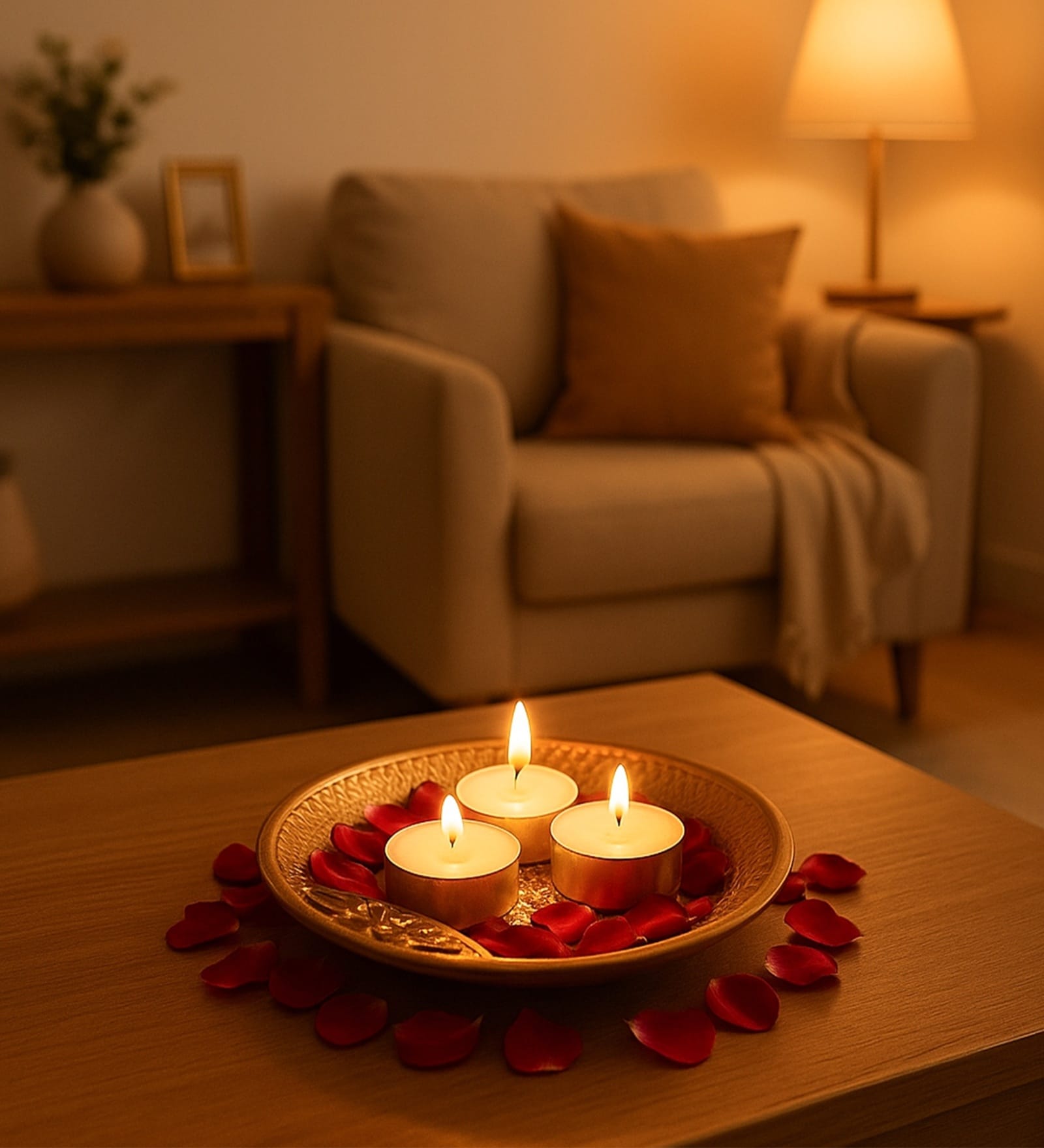 Golden Round Decorative Platter