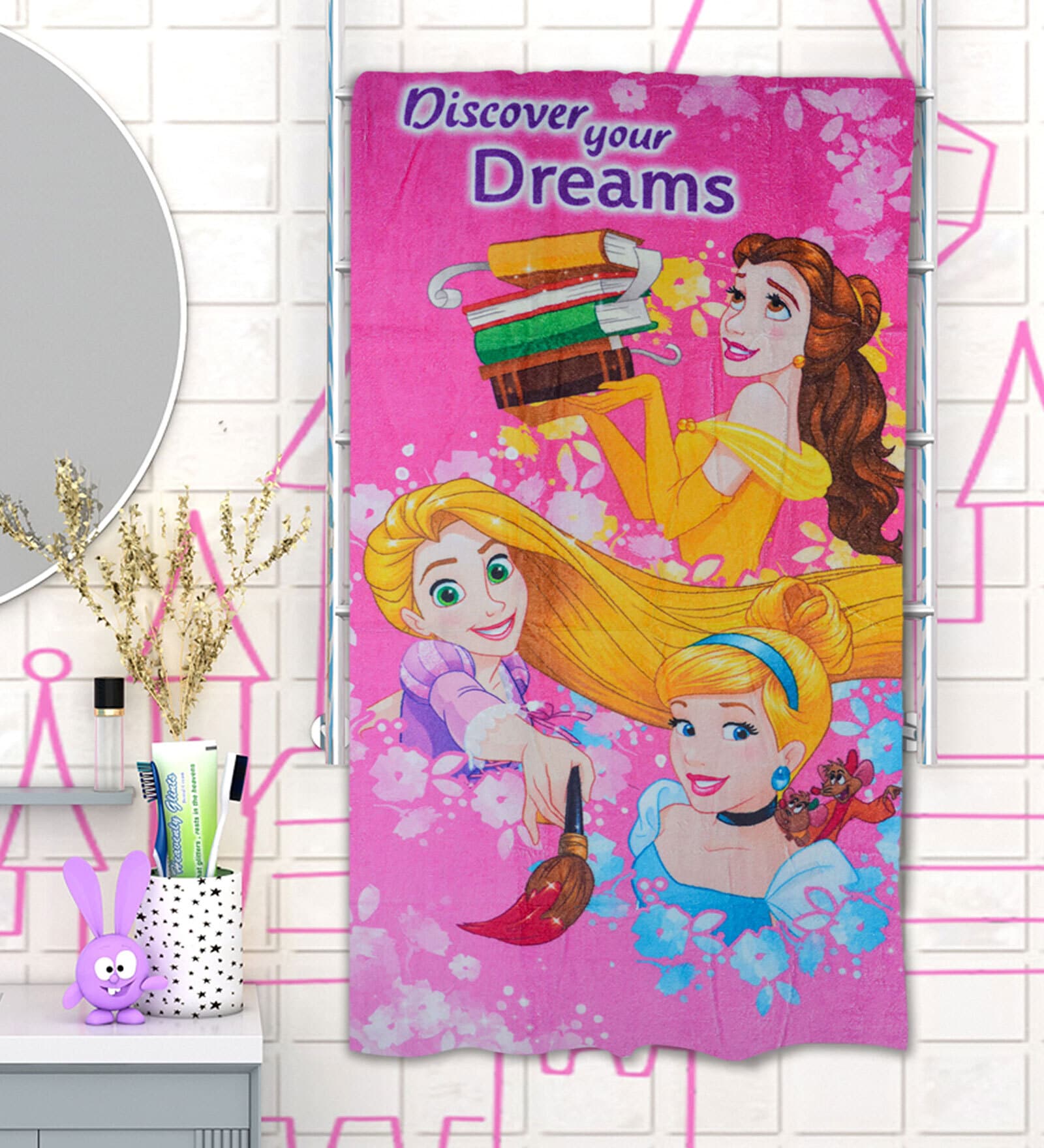 Disney Discover Your Dreams Princess Pink 350 GSM Cotton Kids Towels