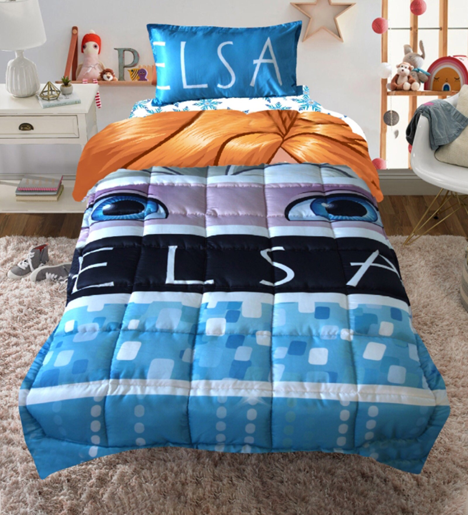 Buy Disney Frozen Reversible Anna & Elsa Comforter Set by Cot & Candy