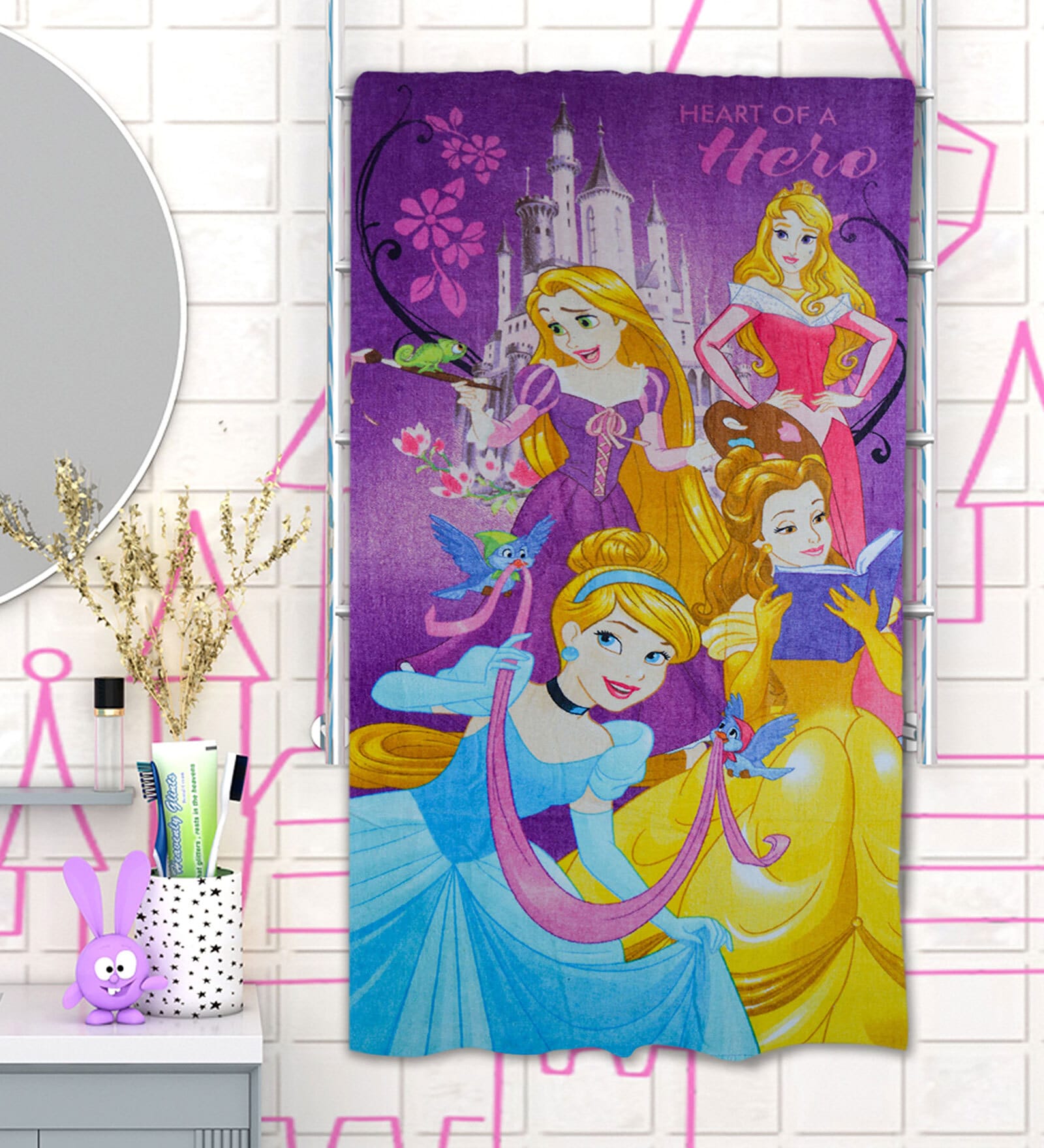 Disney Princess Purple 350 GSM Cotton Kids Towels