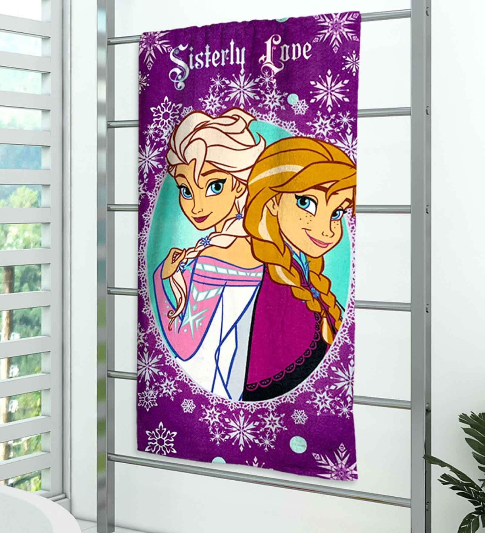 Disney Sisterly Love Frozen Purple 350 GSM Cotton Kids Towels