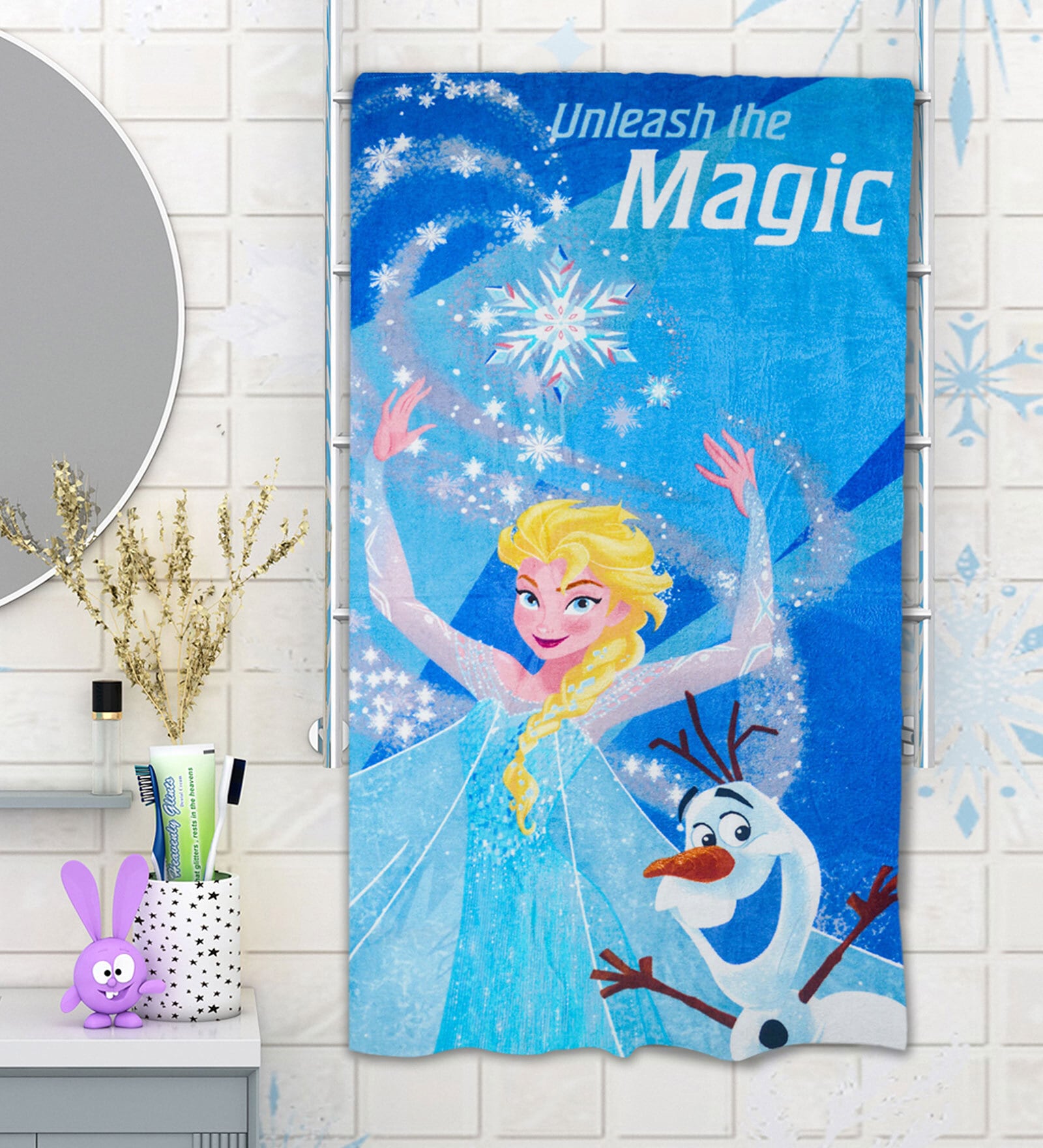 Disney Unleash The Magic Frozen Blue 350 GSM Cotton Kids Towels