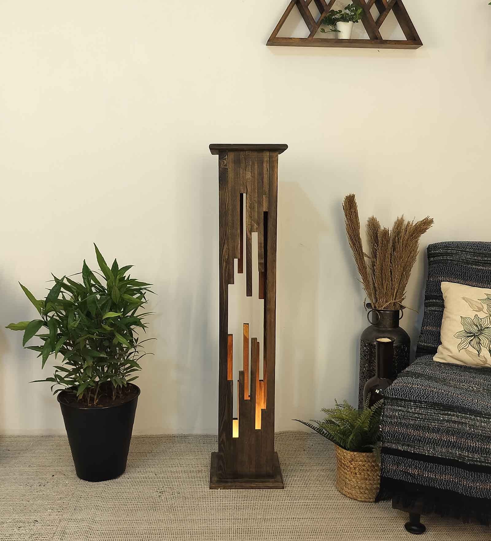 Disperse Diffused  Shelf Floor Lamp with Wood Base