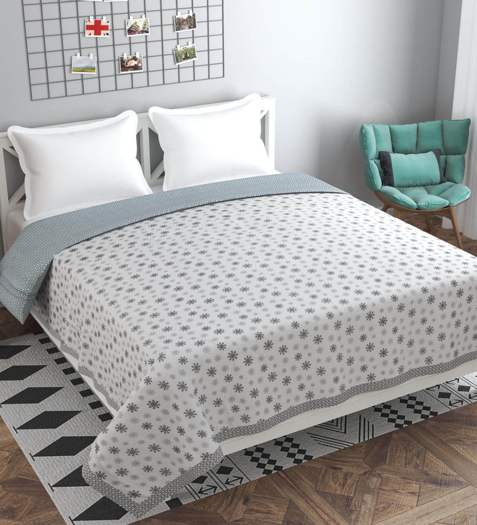 Grey Floral 80 GSM Double Bed Dohar