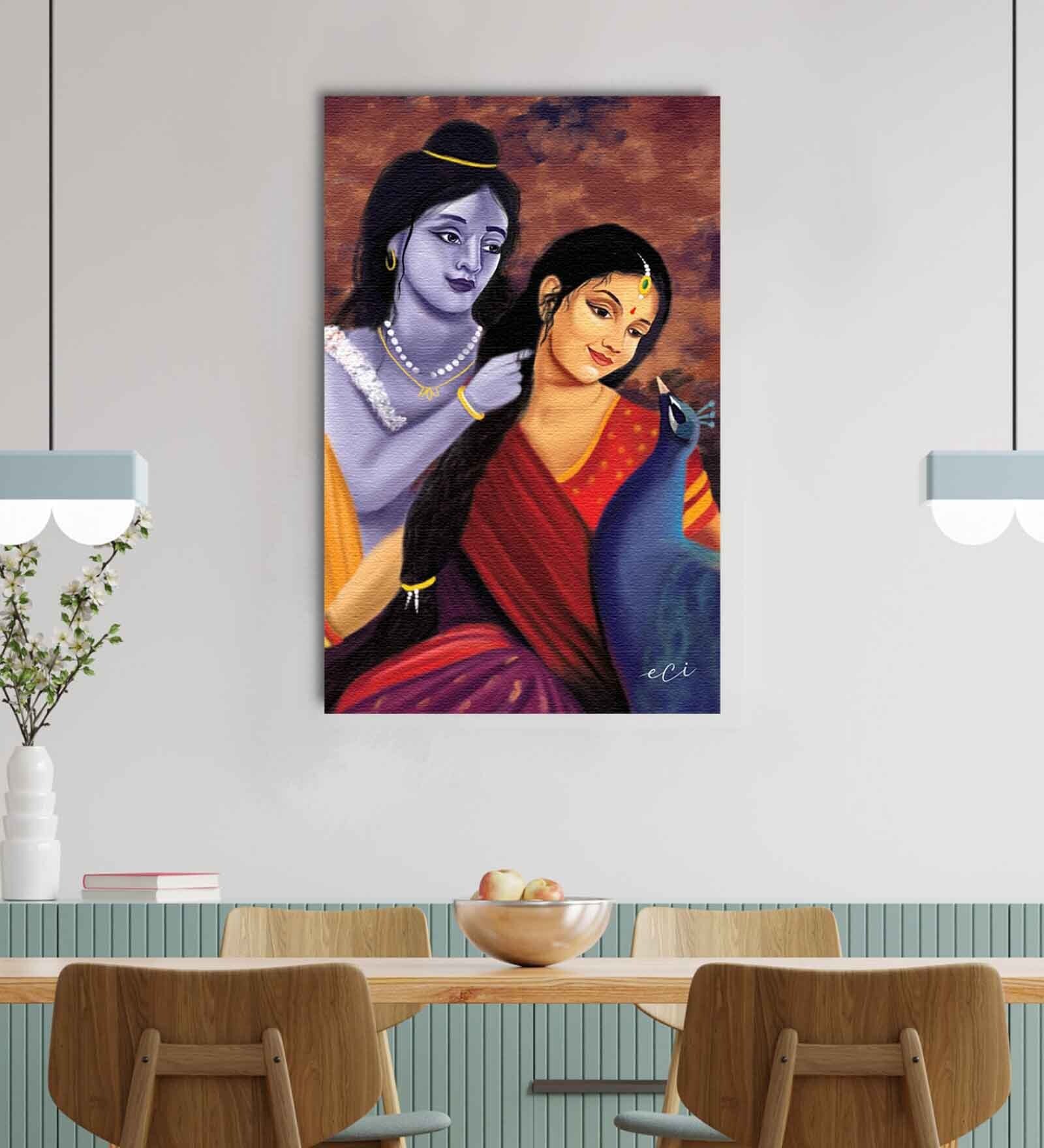 Divine Aura Of Radha Krishna Canvas Printed Art Prints