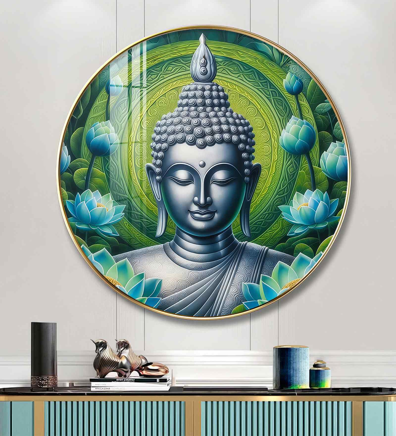 Divine Buddha Acrylic Round Wall Art