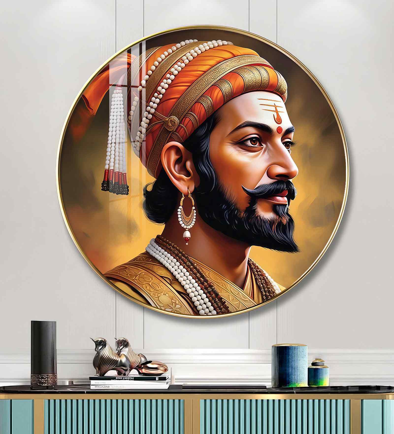 Divine Chhatrapati Shivaji Maharaj Acrylic Round Wall Art