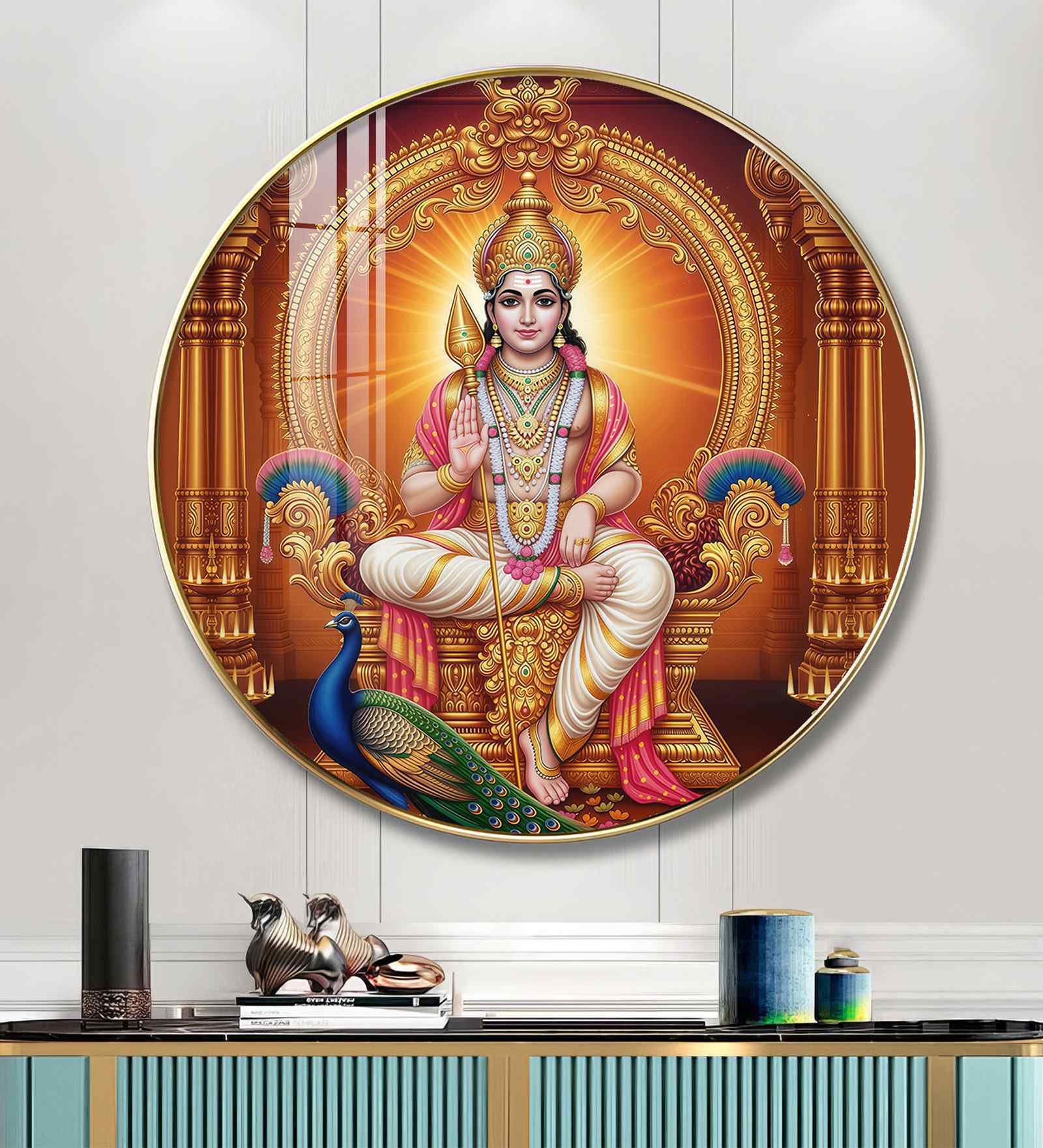Divine Lord Murugan Acrylic Round Wall Art