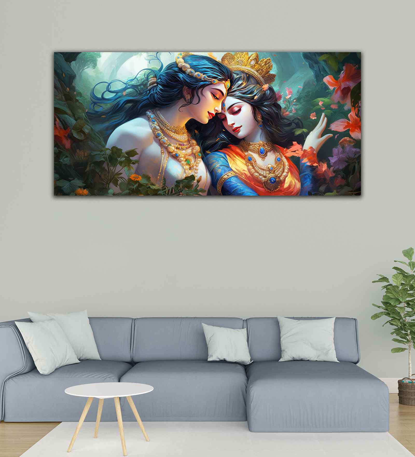 Divine Luster Painting Of Radha Krishna Canvas Wall Painting