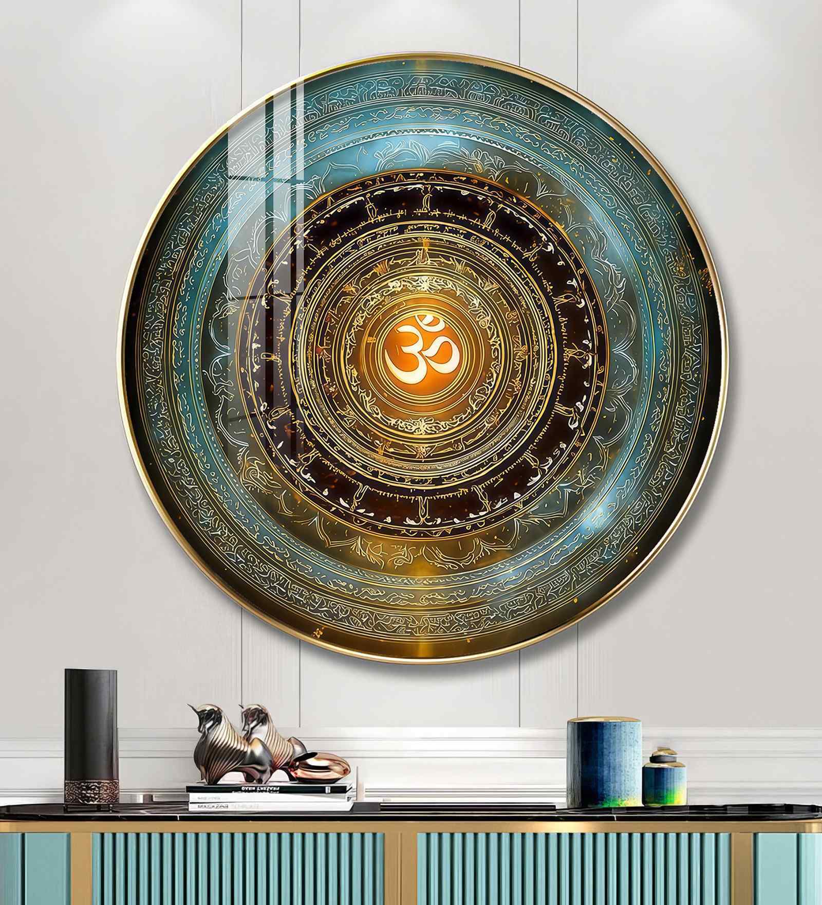 Divine Om Symbol Acrylic Round Wall Art