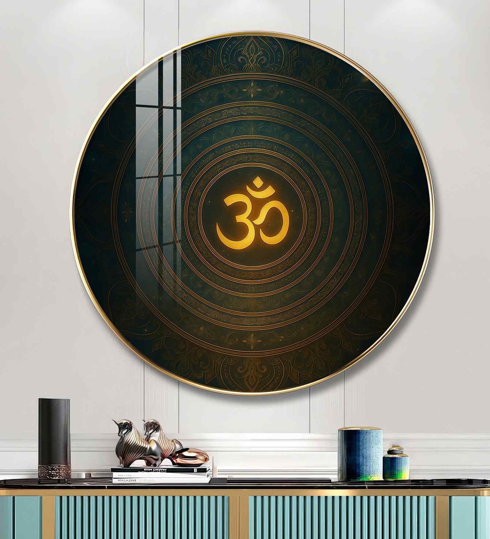 Divine Radiance Om Acrylic Round Wall Art