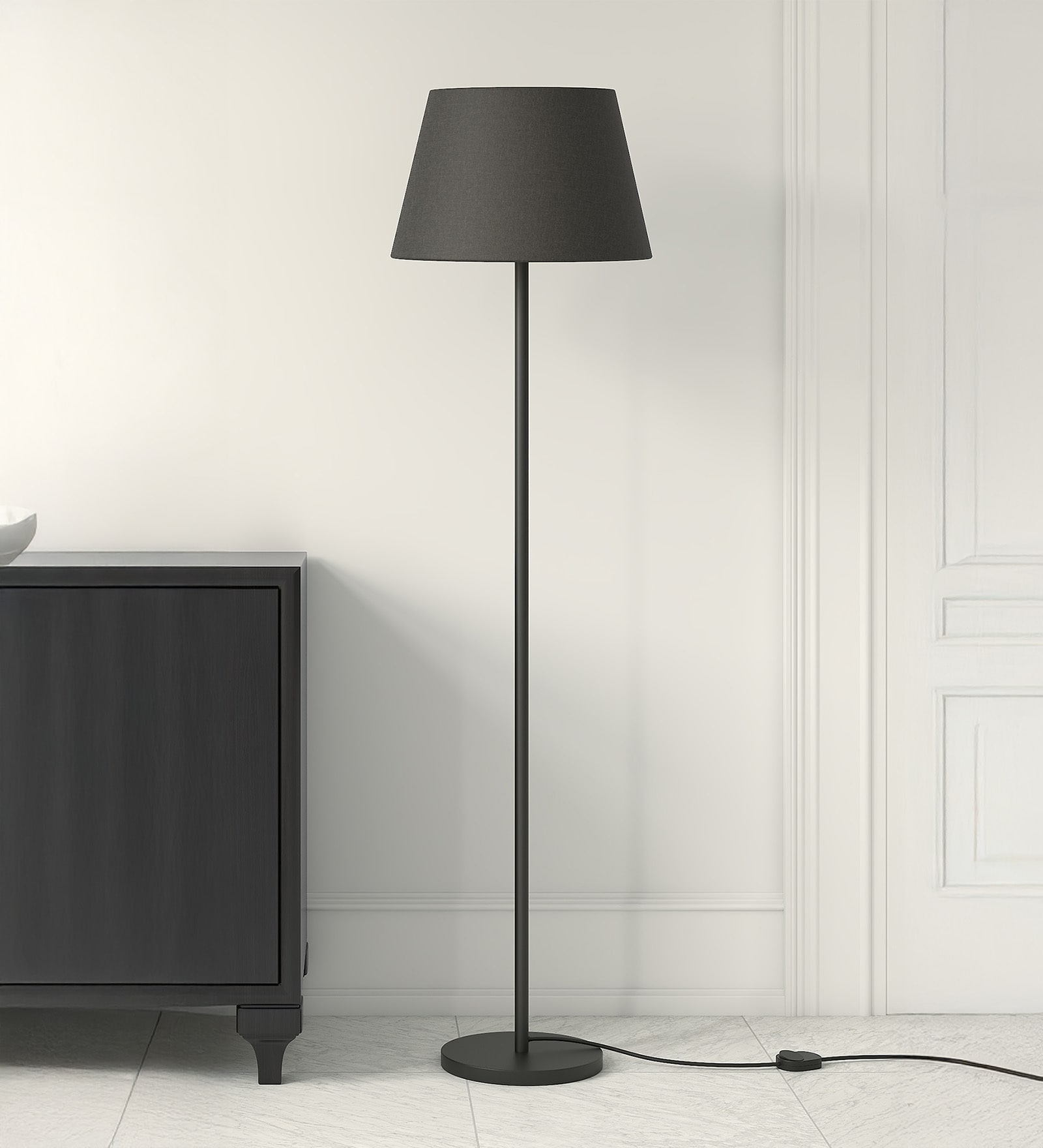 Divine Trends Floor Lamp Standing Modern Black 5ft Height with 16 inches Black Lampshade
