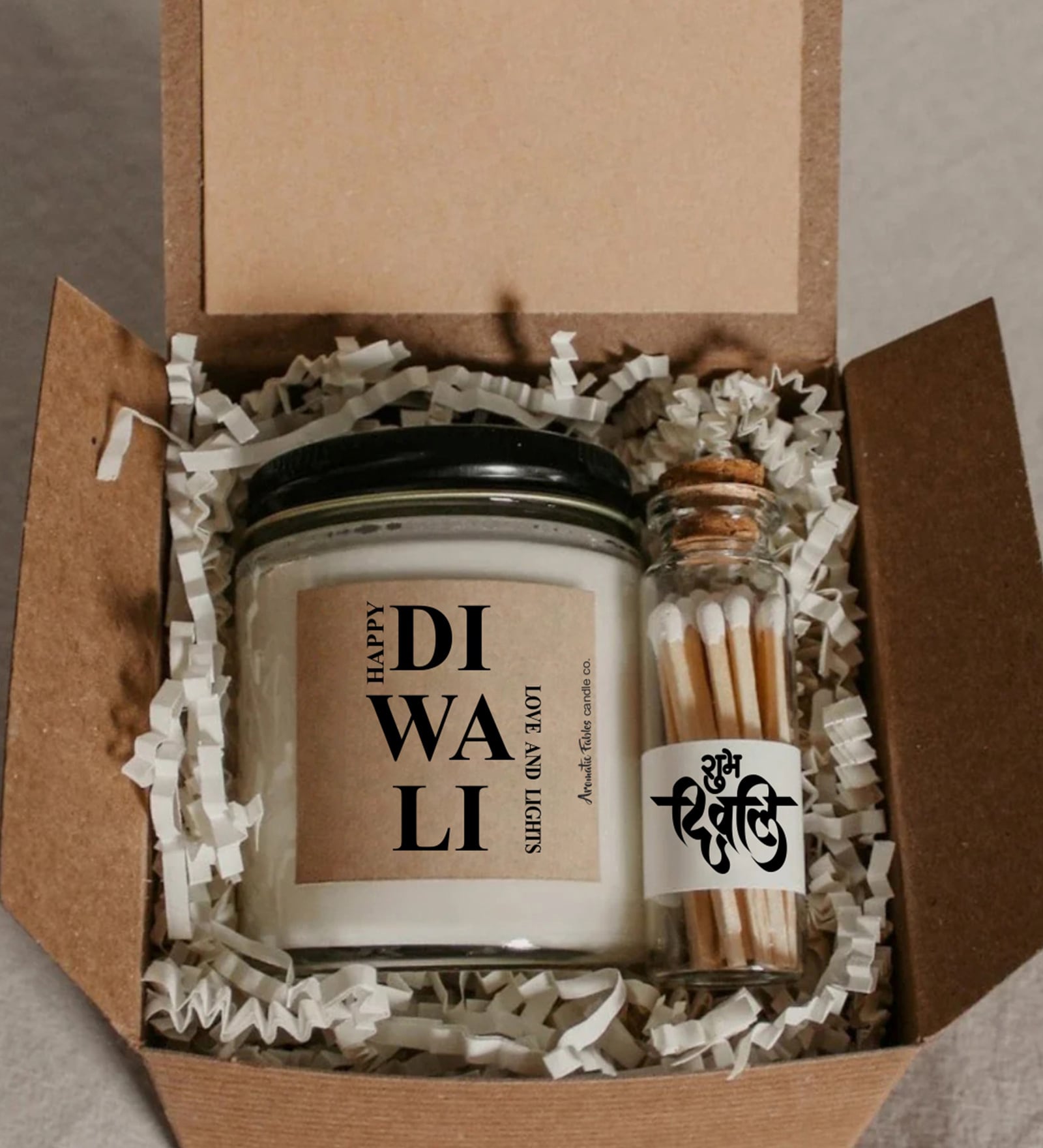 Diwali Elegance Lily Scented Candle With Glass Matchbox
