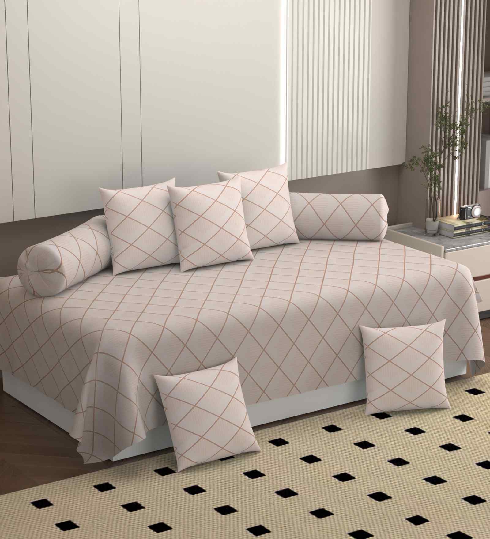 Pink 250 Tc Cotton Bedsheet With 2 Booster Covers And 5 Cushion Covers