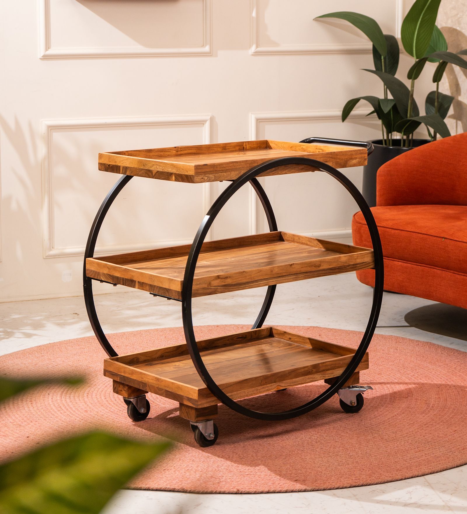 DIY PopnRoll Trolley Acacia Wood and Metal Trolley with Wheels
