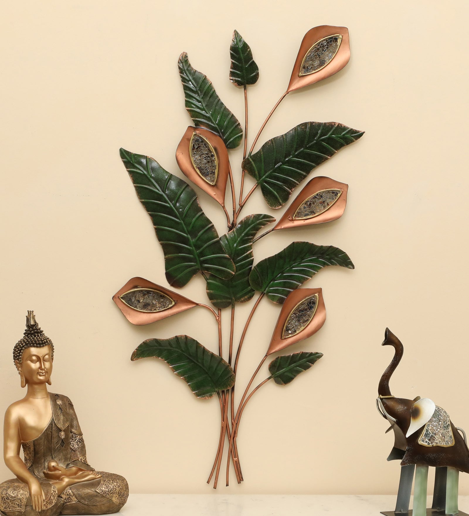 Diya Leaves Wall Decor